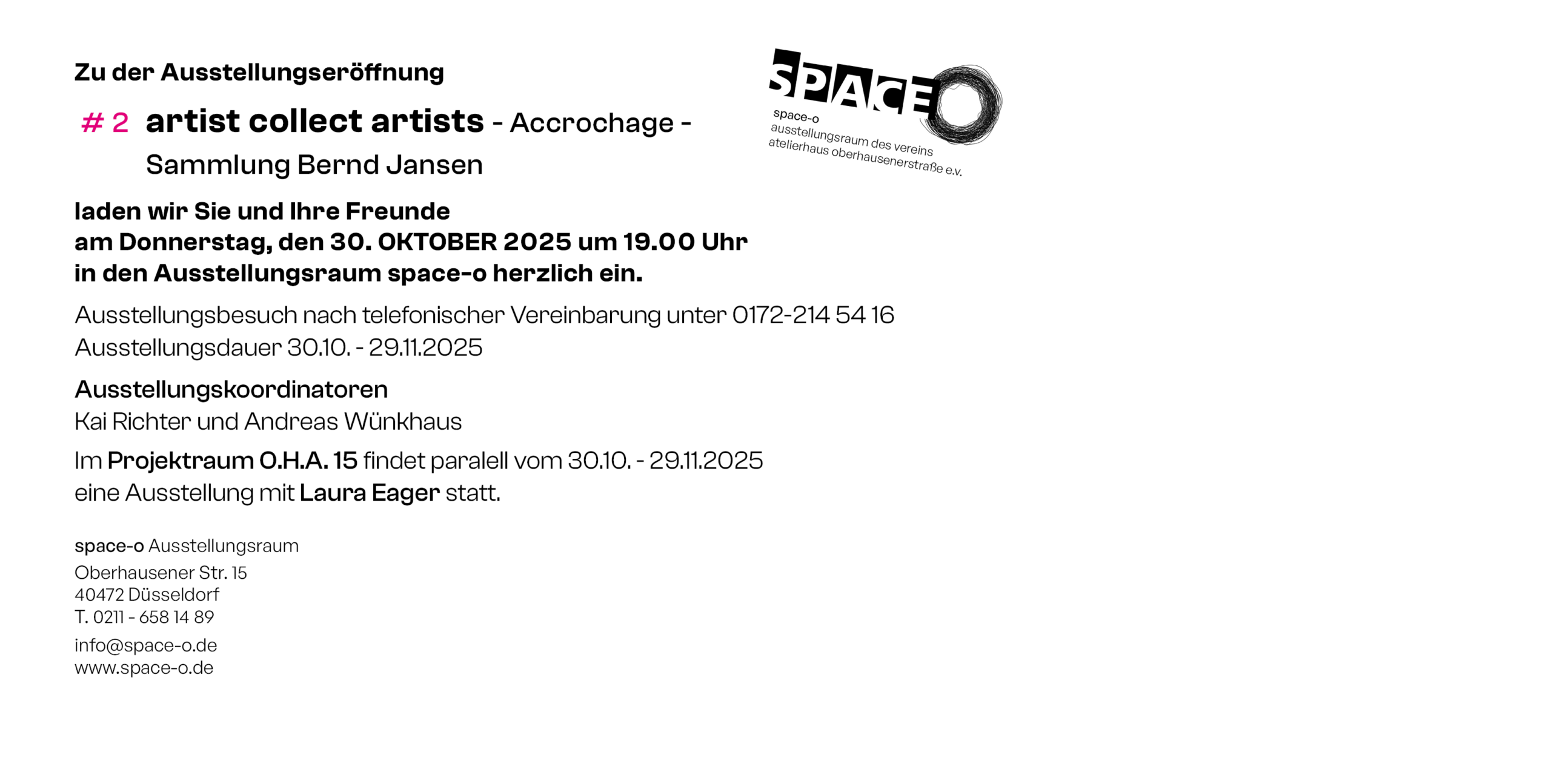 #2 artist collect artists - Sammlung Bernd Jansen | 30. Oktober 2025